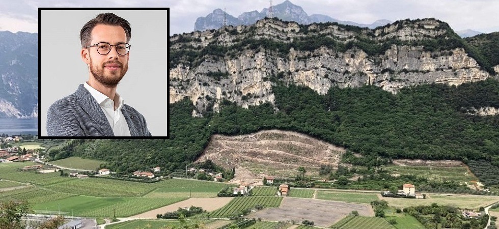 Foto vallo tomo Green scavi e costruzioni, nel riquadro l'assessore Cattoi